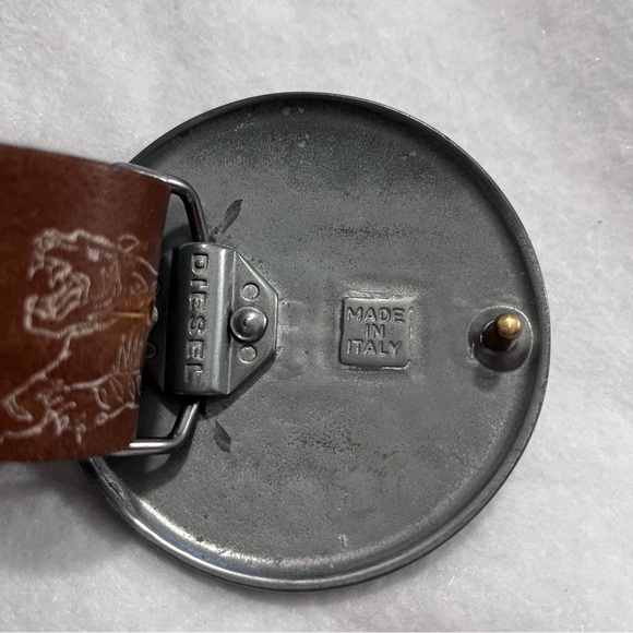 Diesel Y2K Brown Leather Statement Belt Made in Italy 90 cm - Picture 9 of 15